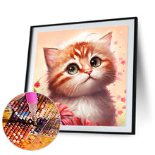 Load image into Gallery viewer, Diamond Painting - Full Round - Flower and orange cat (30*30CM)

