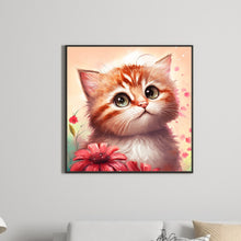 Load image into Gallery viewer, Diamond Painting - Full Round - Flower and orange cat (30*30CM)
