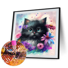 Load image into Gallery viewer, Diamond Painting - Full Round - Flowers and black cat (30*30CM)
