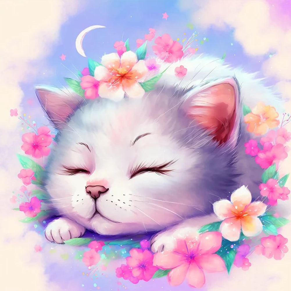 Diamond Painting - Full Round - cat in dream (30*30CM)