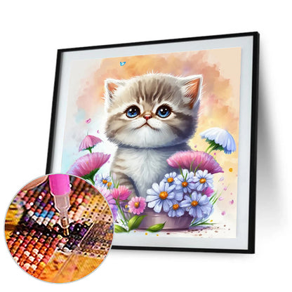 Diamond Painting - Full Round - cat in flowerpot (30*30CM)