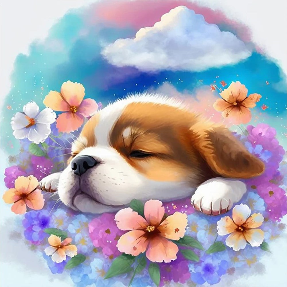 Diamond Painting - Full Round - sleeping dog (30*30CM)