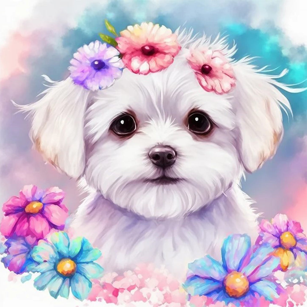 Diamond Painting - Full Round - maltese dog (30*30CM)