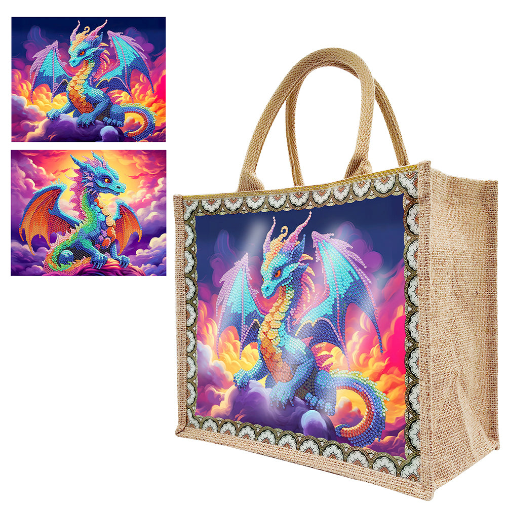 Flowers and Bird Linen Reusable Diamond Painting Tote Bag for Women Adults Craft