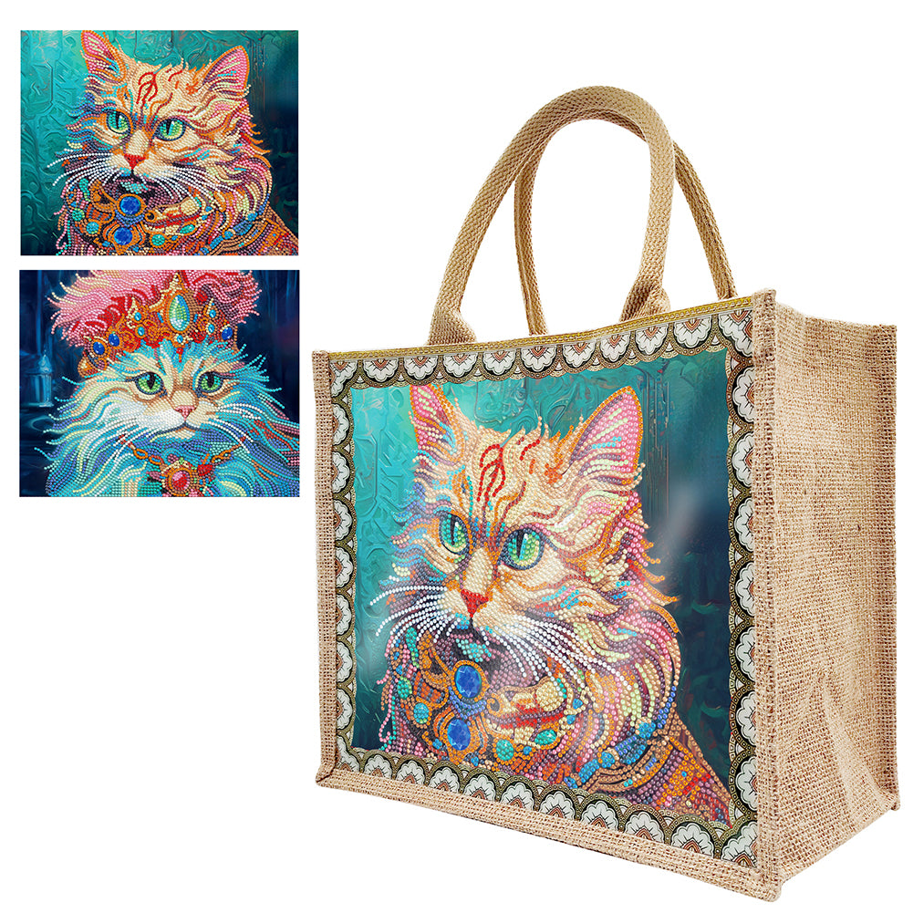 Flowers and Bird Linen Reusable Diamond Painting Tote Bag for Women Adults Craft