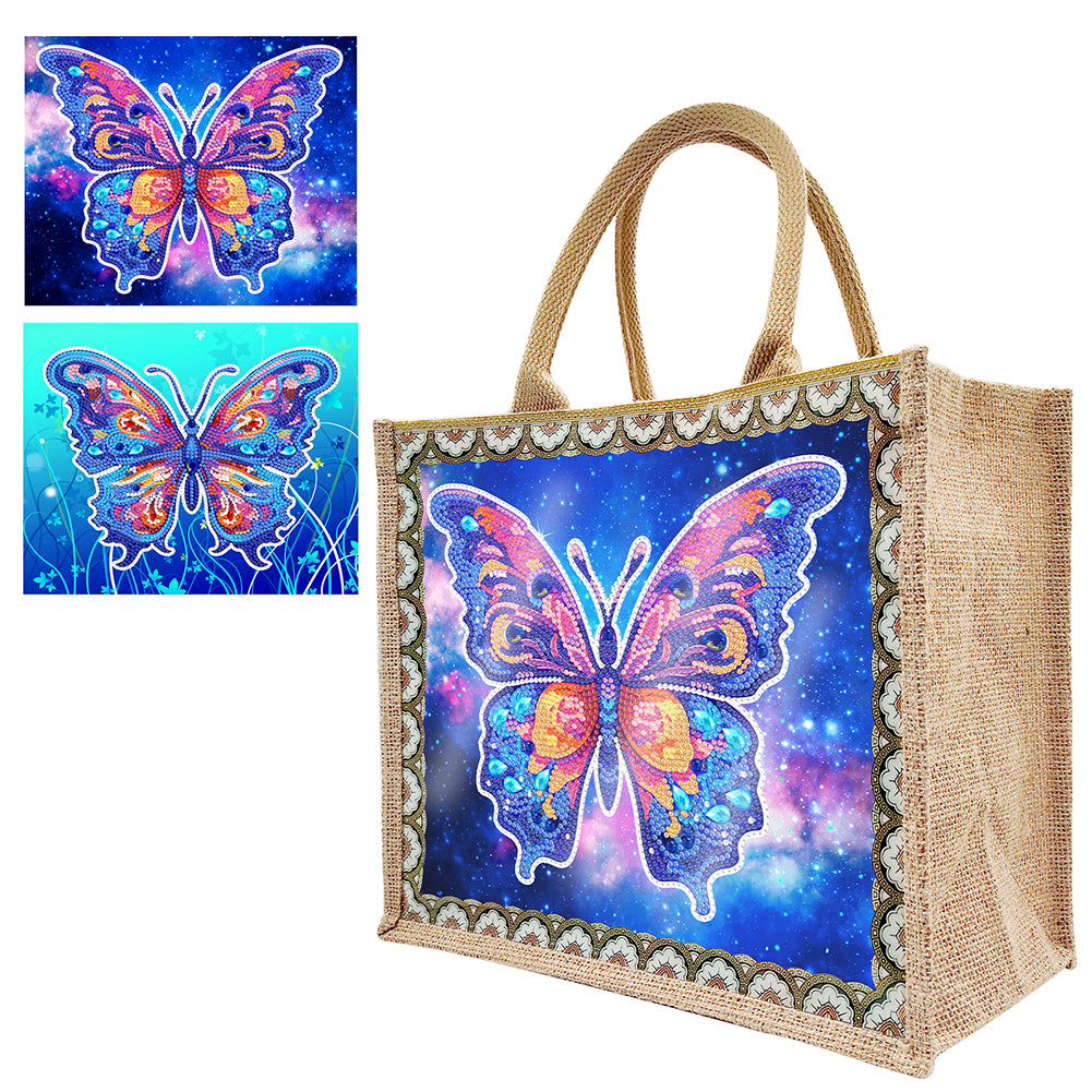 Flowers and Bird Linen Reusable Diamond Painting Tote Bag for Women Adults Craft