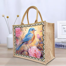 Load image into Gallery viewer, Flowers and Bird Linen Reusable Diamond Painting Tote Bag for Women Adults Craft
