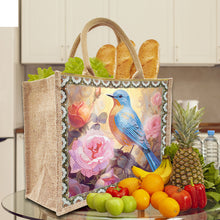 Load image into Gallery viewer, Flowers and Bird Linen Reusable Diamond Painting Tote Bag for Women Adults Craft
