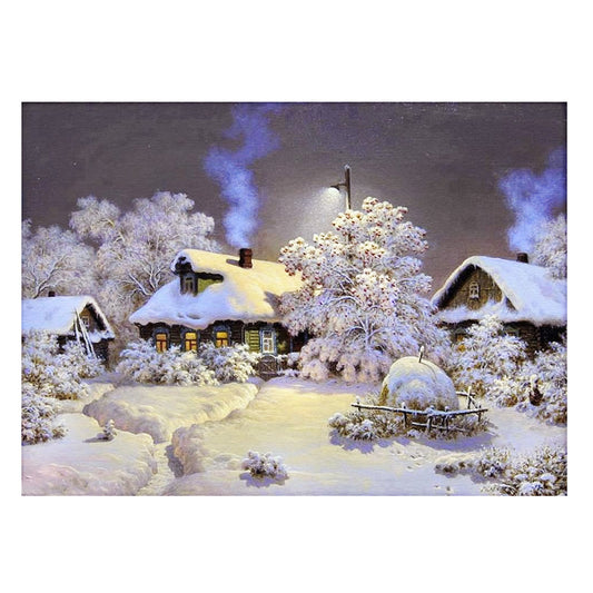 Snow House 30x24cm(canvas) partial round drill diamond painting