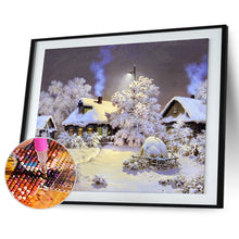 Load image into Gallery viewer, Snow House 30x24cm(canvas) partial round drill diamond painting
