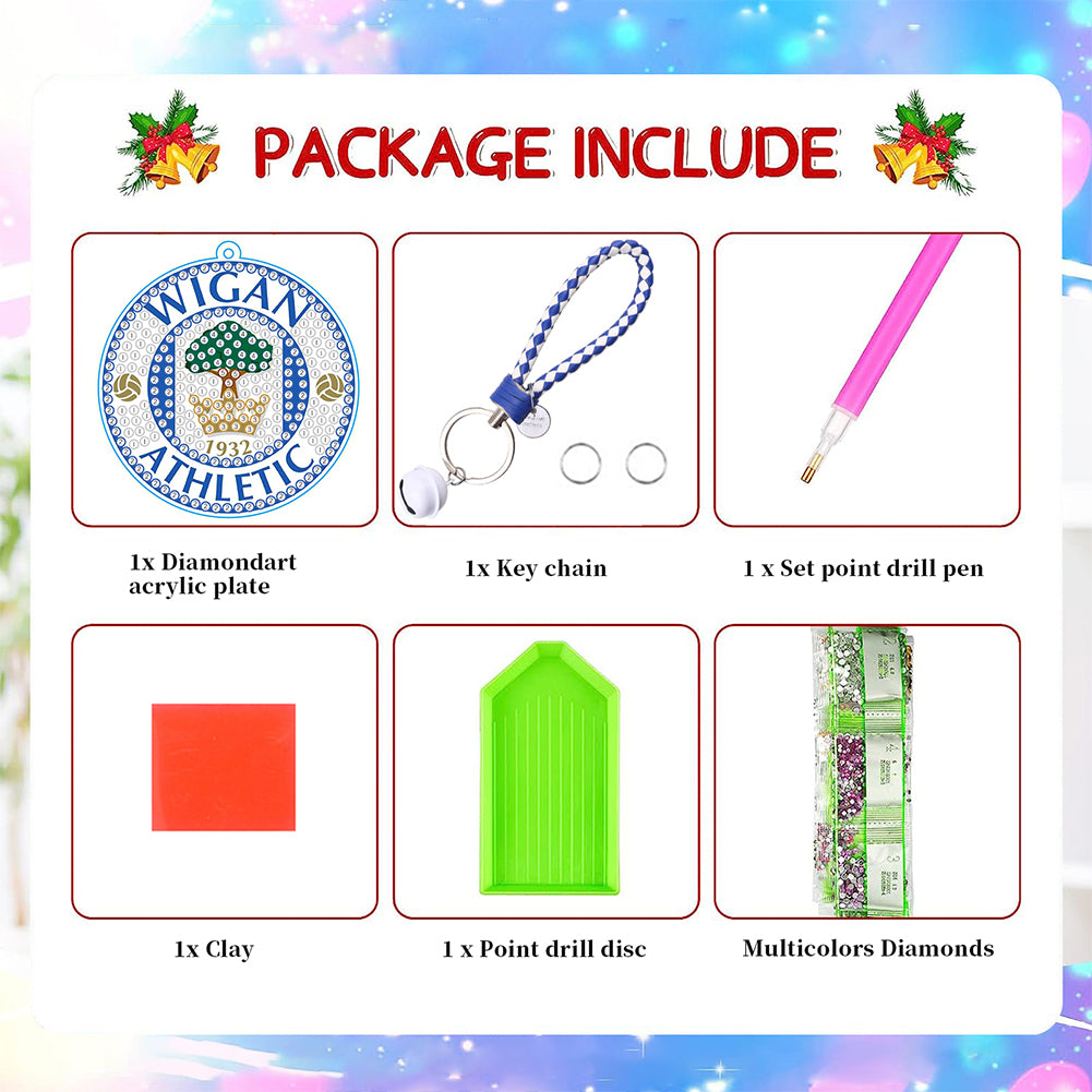 Wigan Football Club Double Sided Diamond Painting Keychain for Beginners Adults