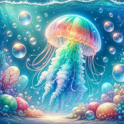 Diamond Painting - Full Round - rainbow bubble jellyfish (30*30CM)