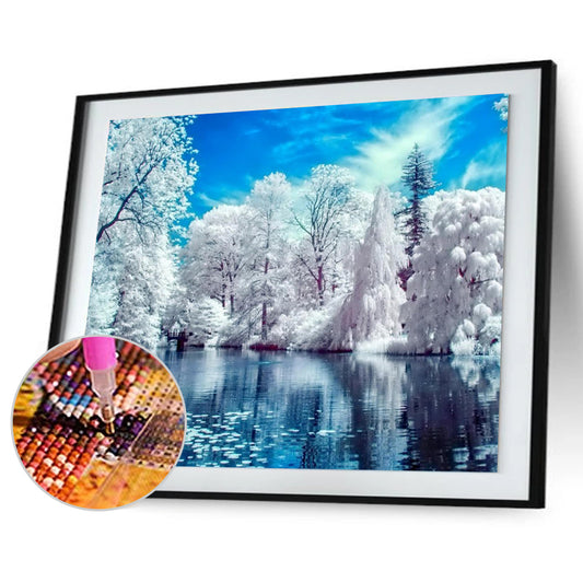 Snow Lake 40*30CM(Canvas) Round Drill Diamond Painting