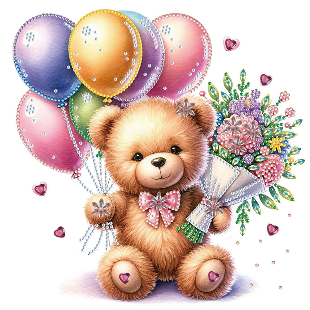 Diamond Painting - Partial Special Shaped - birthday teddy bear (30*30CM)