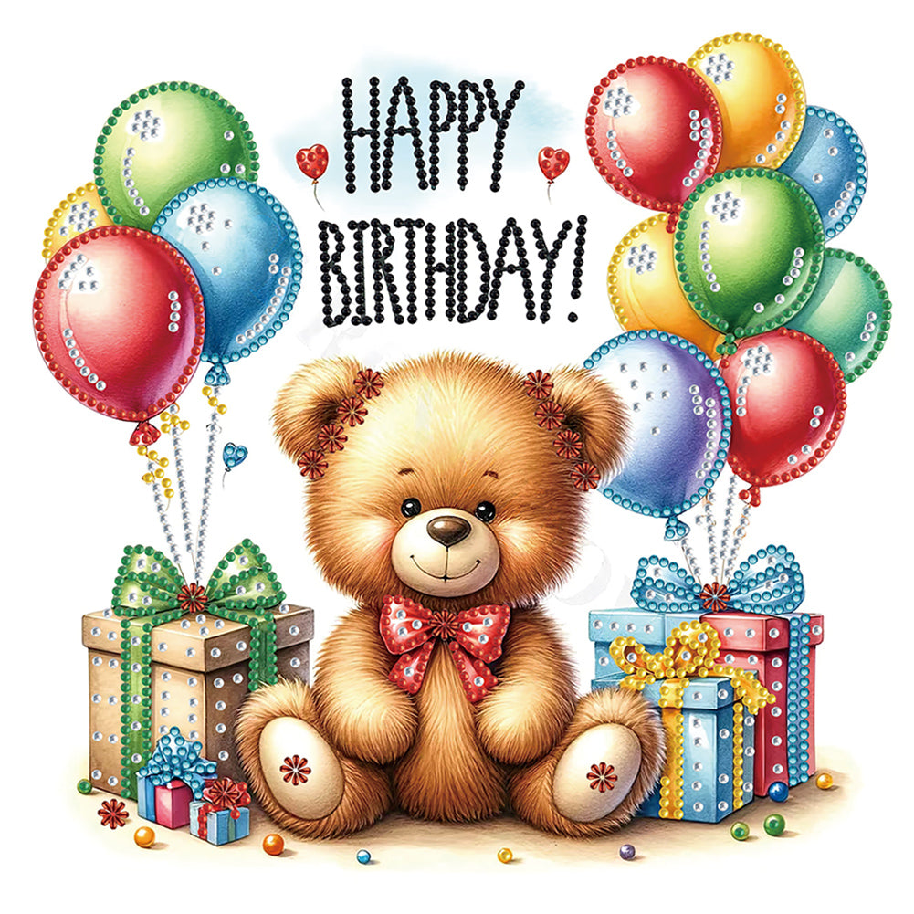Diamond Painting - Partial Special Shaped - birthday teddy bear (30*30CM)