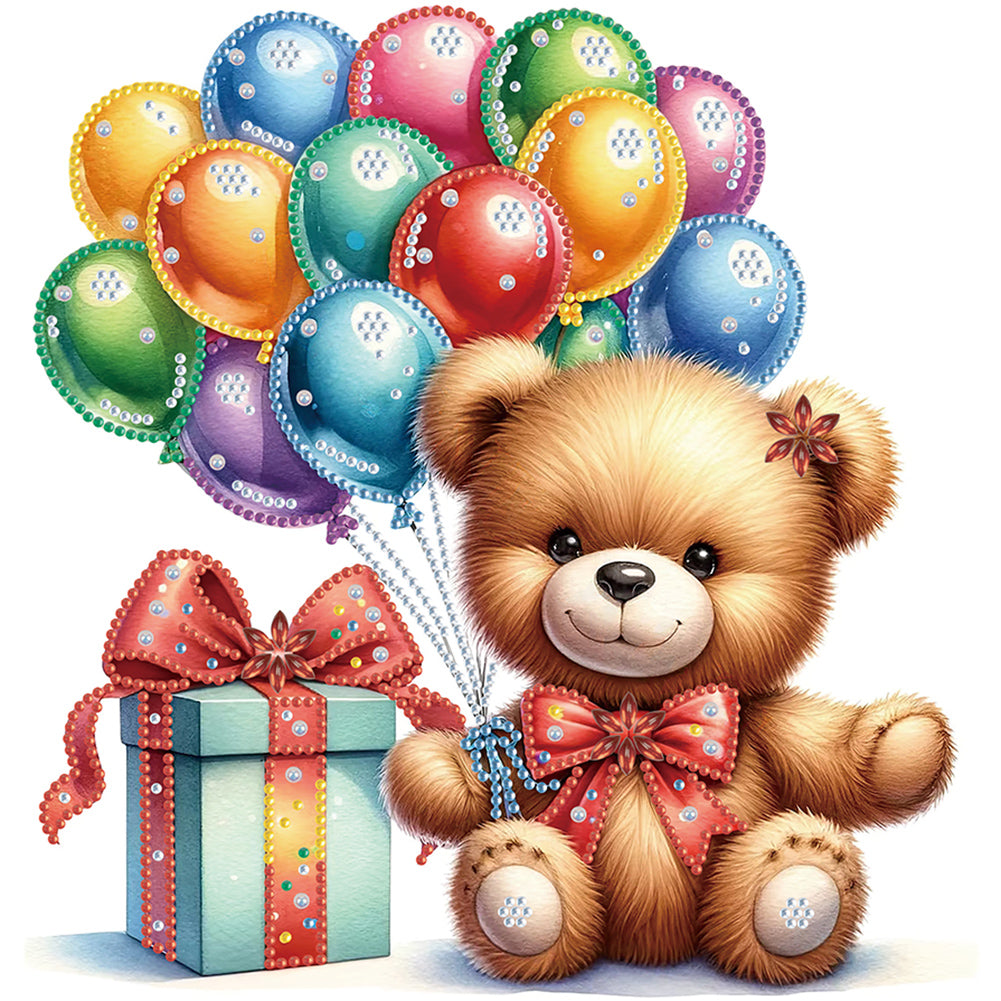 Diamond Painting - Partial Special Shaped - birthday teddy bear (30*30CM)