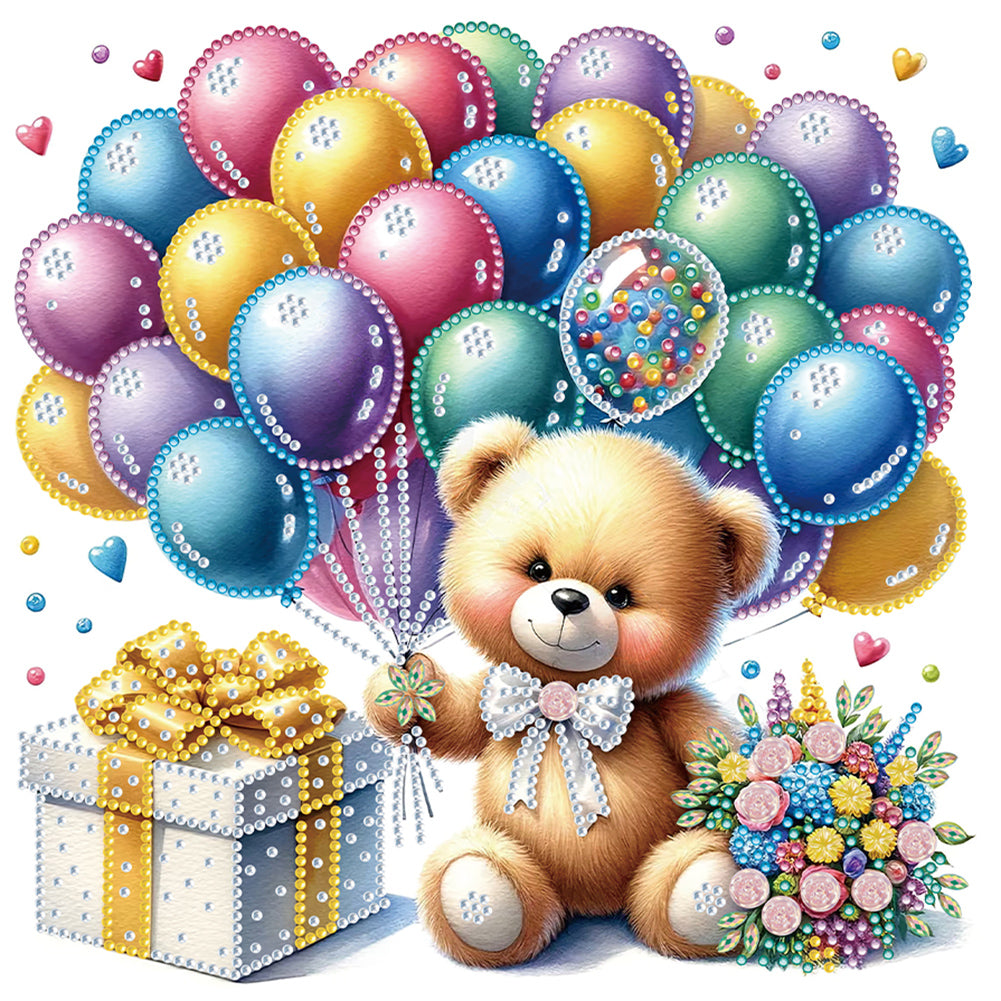 Diamond Painting - Partial Special Shaped - birthday teddy bear (30*30CM)