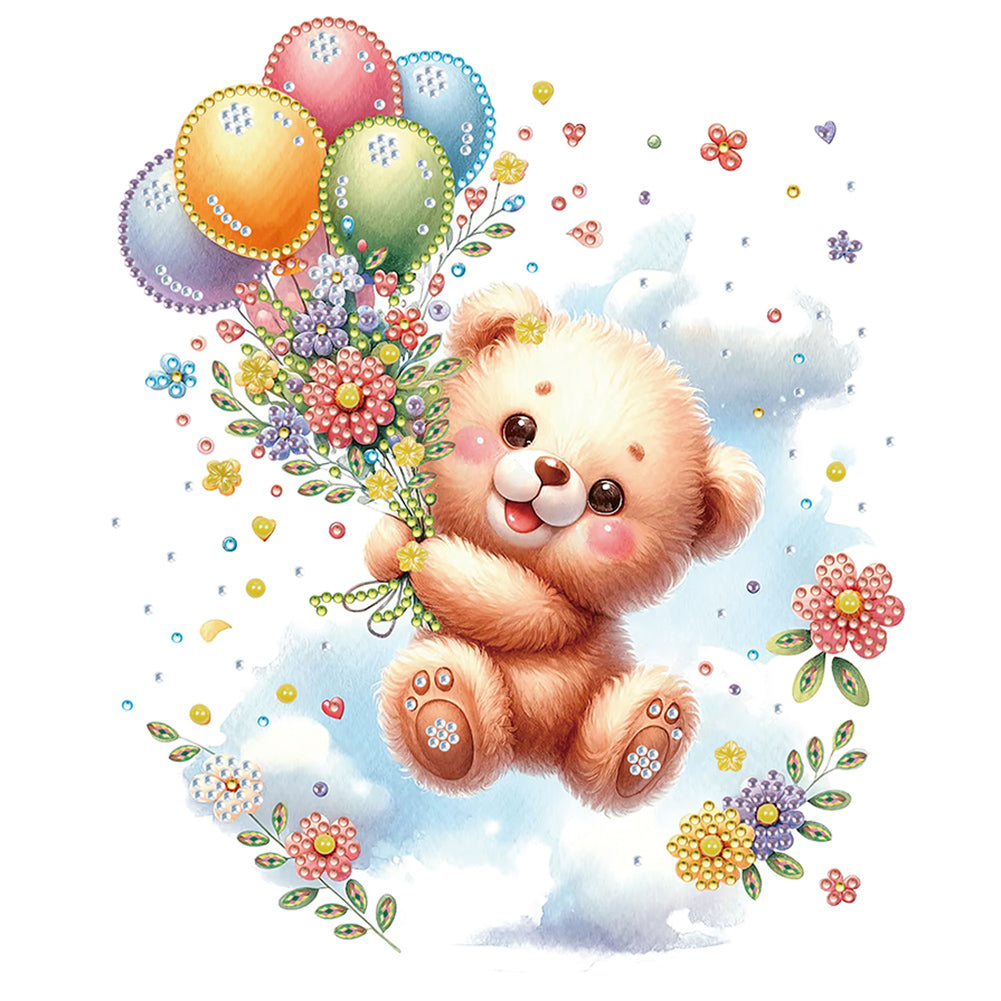 Diamond Painting - Partial Special Shaped - birthday teddy bear (30*30CM)