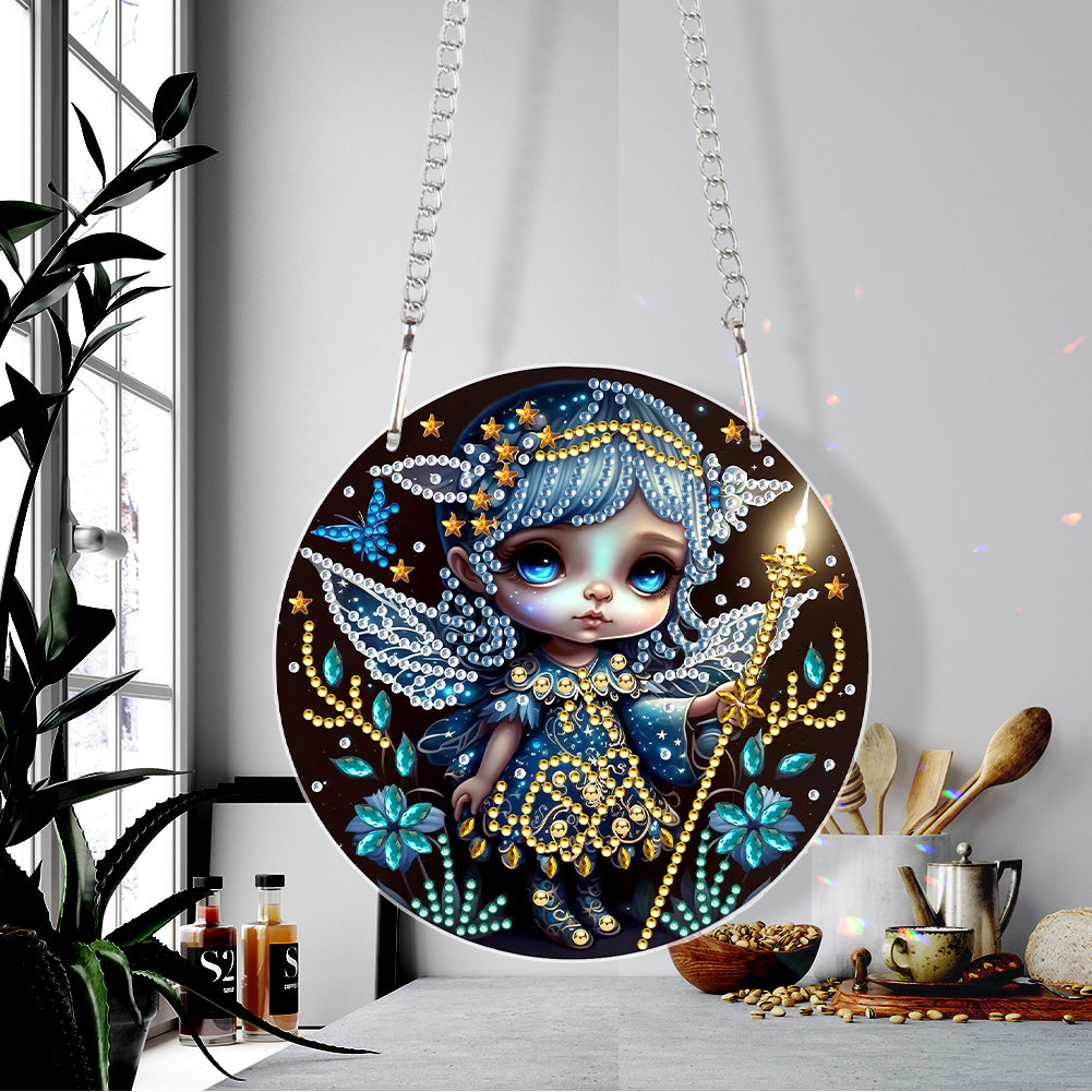 Acrylic Dragon and Witch Single-Sided 5D DIY Diamond Painting Hanging Pendant
