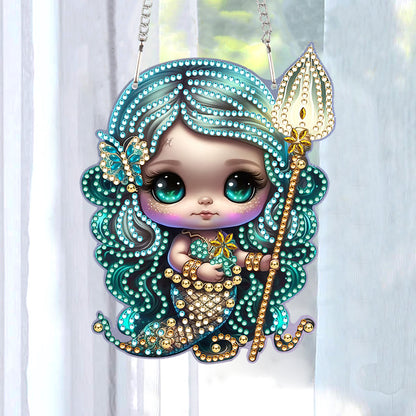 Acrylic Dragon and Witch Single-Sided 5D DIY Diamond Painting Hanging Pendant