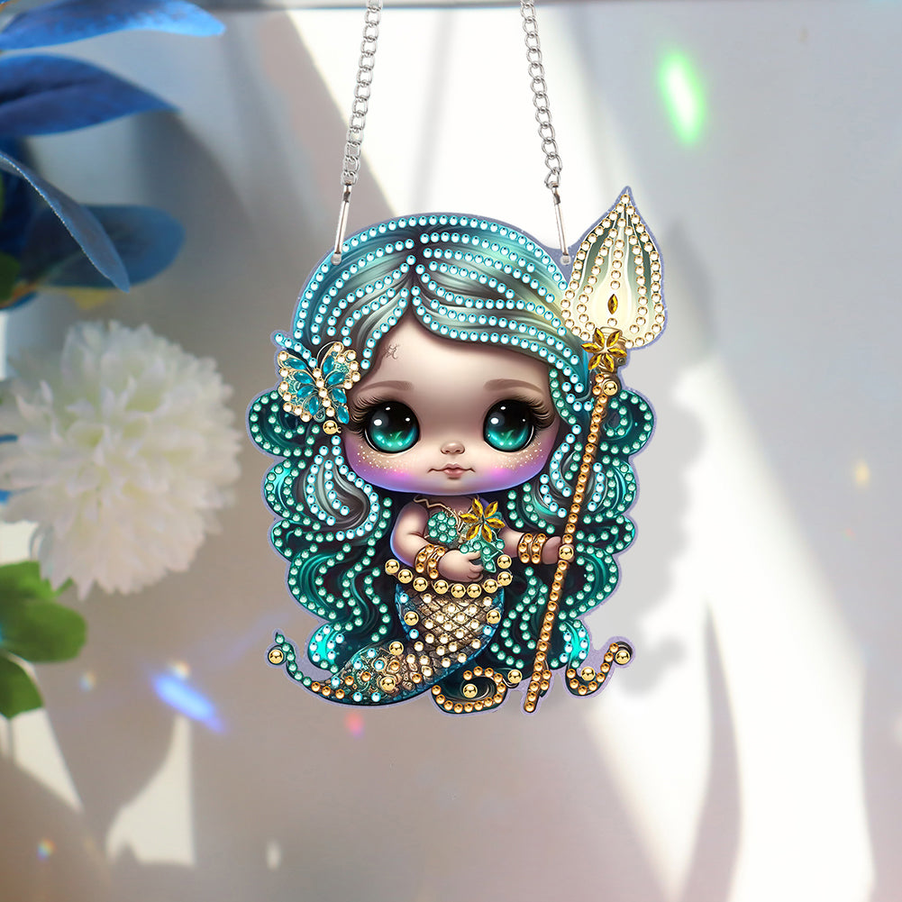 Acrylic Dragon and Witch Single-Sided 5D DIY Diamond Painting Hanging Pendant