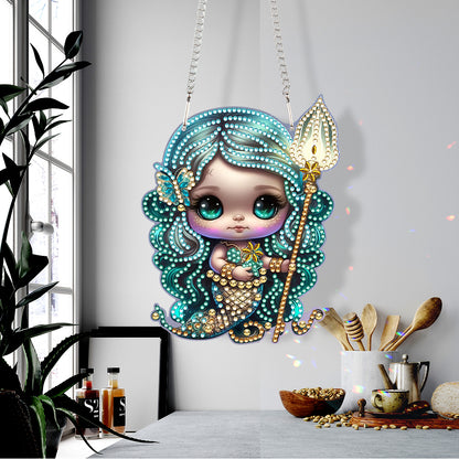 Acrylic Dragon and Witch Single-Sided 5D DIY Diamond Painting Hanging Pendant
