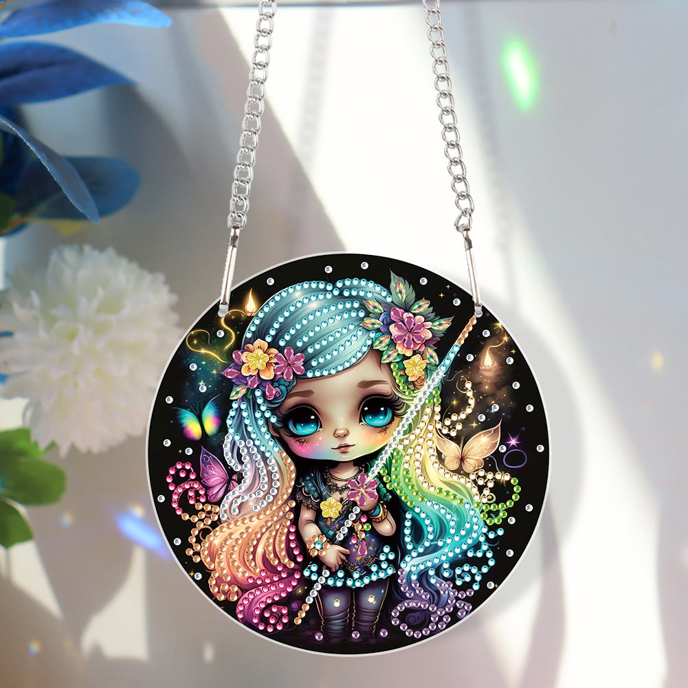 Acrylic Dragon and Witch Single-Sided 5D DIY Diamond Painting Hanging Pendant