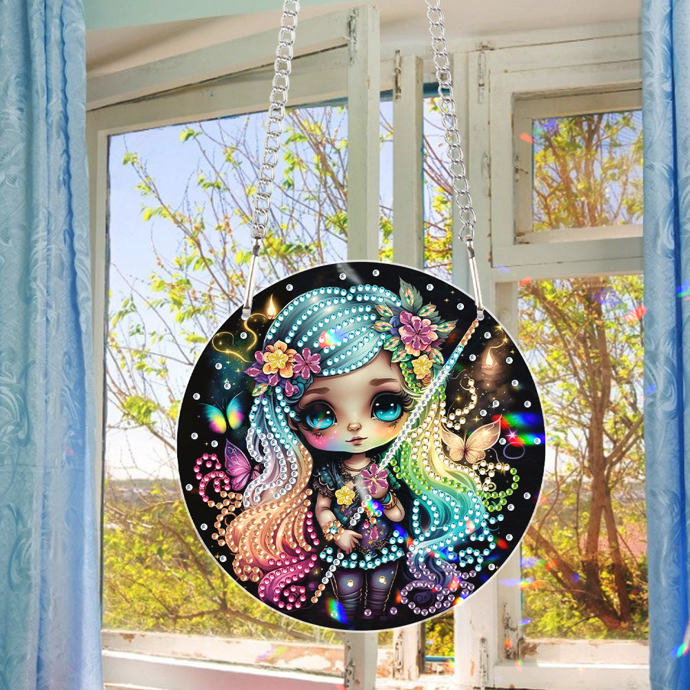 Acrylic Dragon and Witch Single-Sided 5D DIY Diamond Painting Hanging Pendant