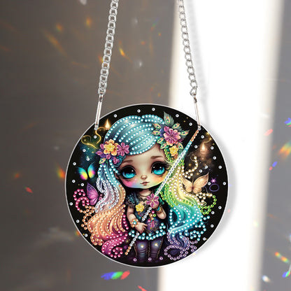 Acrylic Dragon and Witch Single-Sided 5D DIY Diamond Painting Hanging Pendant