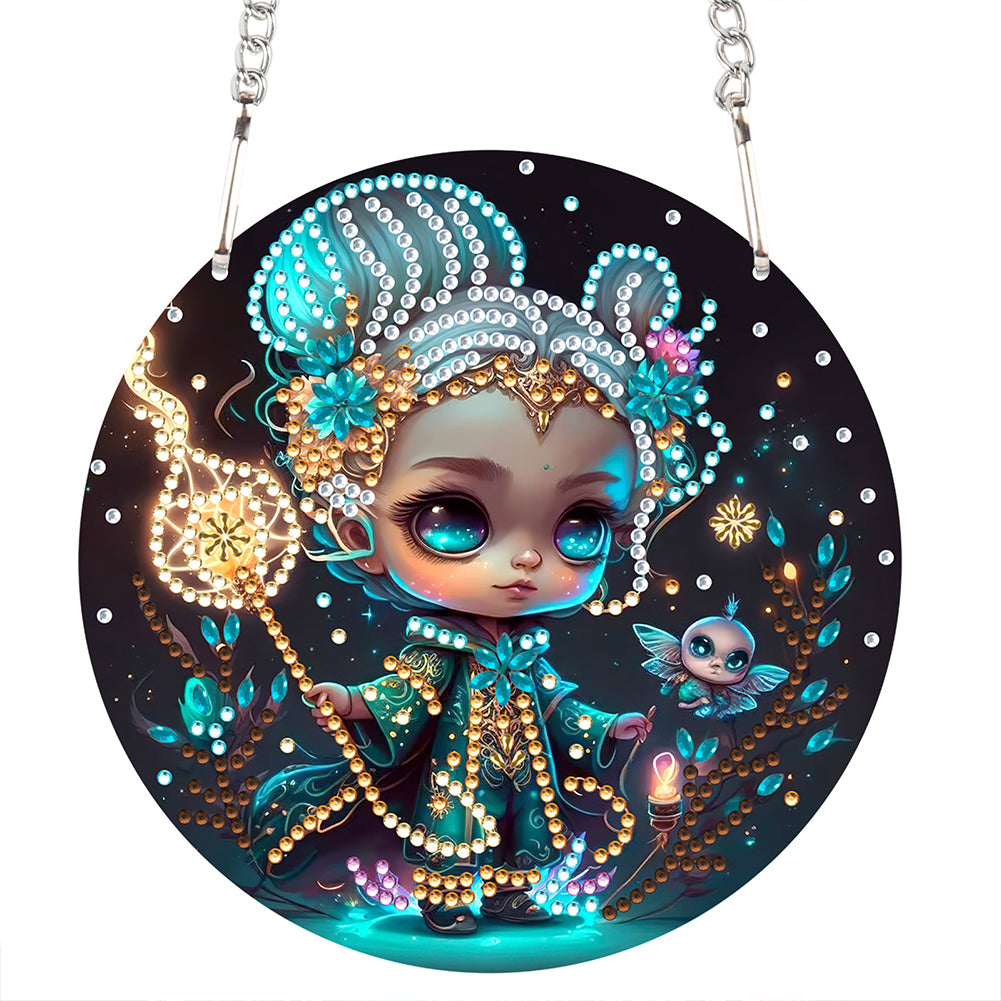 Acrylic Dragon and Witch Single-Sided 5D DIY Diamond Painting Hanging Pendant