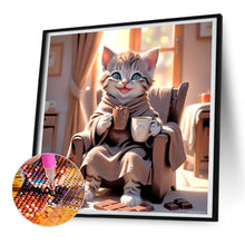 Load image into Gallery viewer, Diamond Painting - Full Round - cat drinking coffee (30*30CM)
