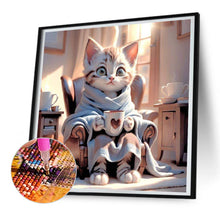Load image into Gallery viewer, Diamond Painting - Full Round - cat drinking coffee (30*30CM)
