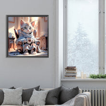 Load image into Gallery viewer, Diamond Painting - Full Round - cat drinking coffee (30*30CM)
