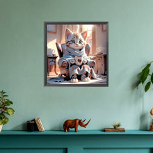Load image into Gallery viewer, Diamond Painting - Full Round - cat drinking coffee (30*30CM)
