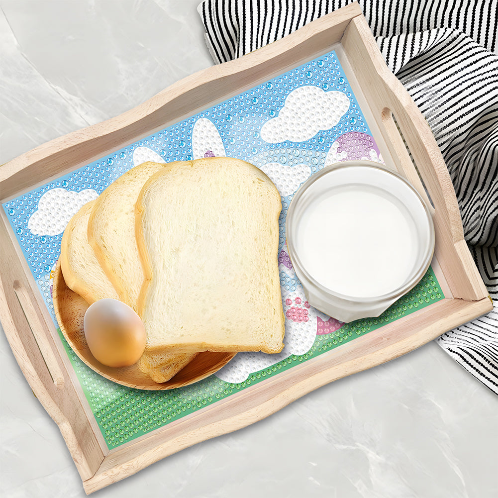Easter Bunny Diamond Painting Nesting Food Trays with Handle for Serving Food