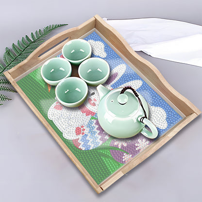 Easter Bunny Diamond Painting Nesting Food Trays with Handle for Serving Food