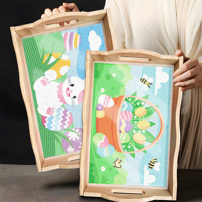 Easter Bunny Diamond Painting Nesting Food Trays with Handle for Serving Food