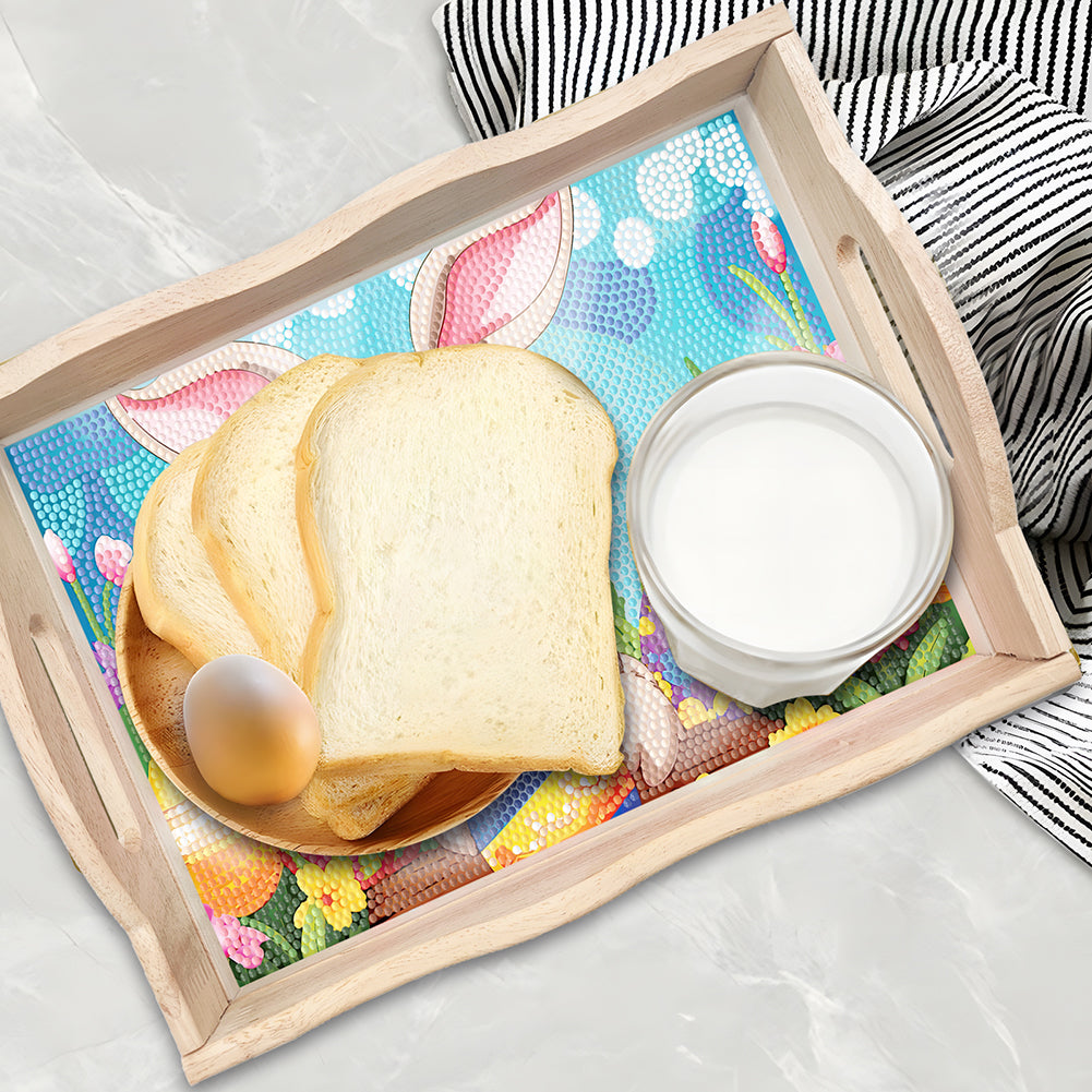 Easter Bunny Diamond Painting Nesting Food Trays with Handle for Serving Food
