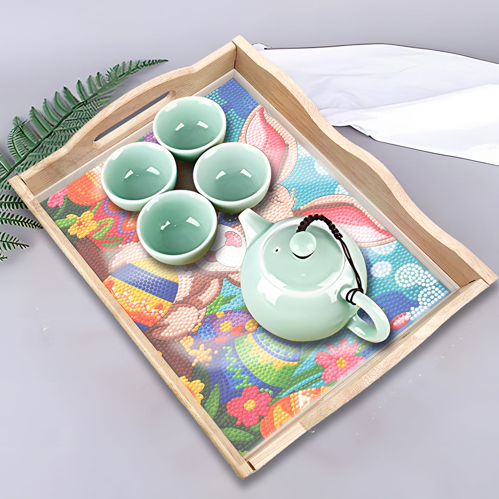 Easter Bunny Diamond Painting Nesting Food Trays with Handle for Serving Food