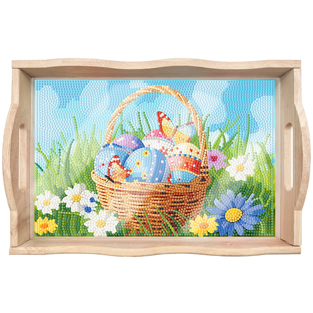Easter Bunny Diamond Painting Nesting Food Trays with Handle for Serving Food