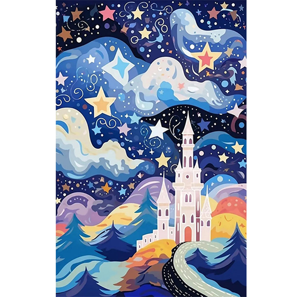 Diamond Painting - Full Round - Abstract starry sky castle (40*60CM)