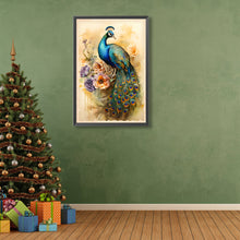 Load image into Gallery viewer, Diamond Painting - Full Round - Peacock standing on flower (40*60CM)
