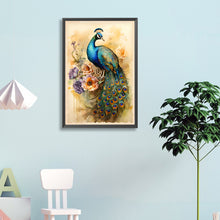 Load image into Gallery viewer, Diamond Painting - Full Round - Peacock standing on flower (40*60CM)
