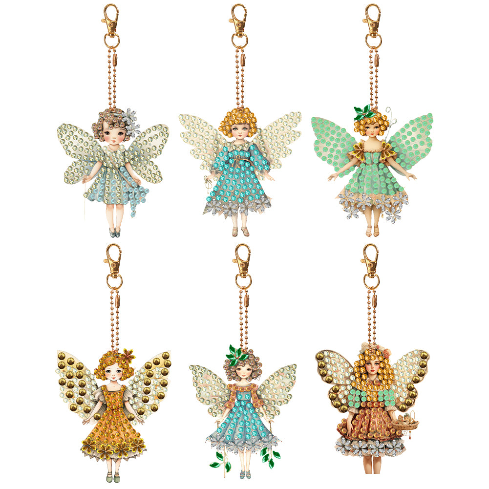 6 Pcs Winter Snow Owl Double Sided Diamond Painting Keychain Diamond Art Keyring