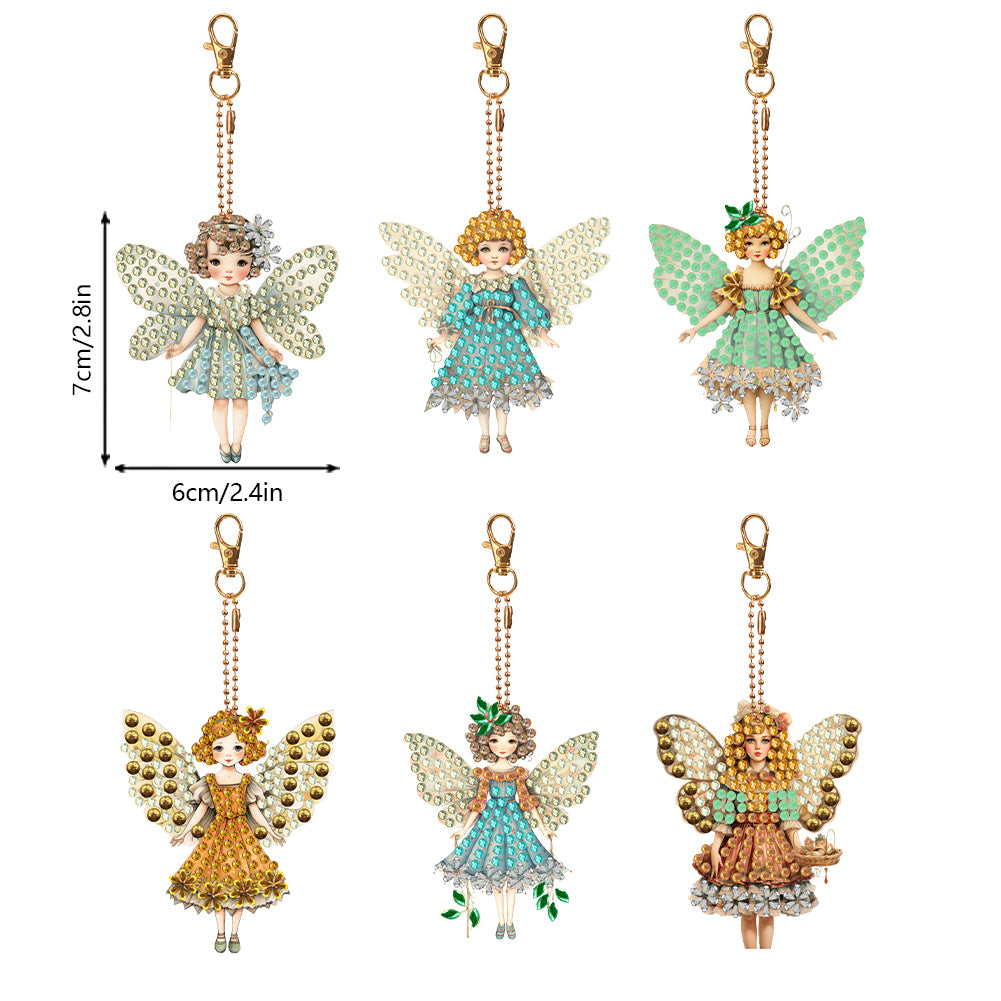 6 Pcs Winter Snow Owl Double Sided Diamond Painting Keychain Diamond Art Keyring