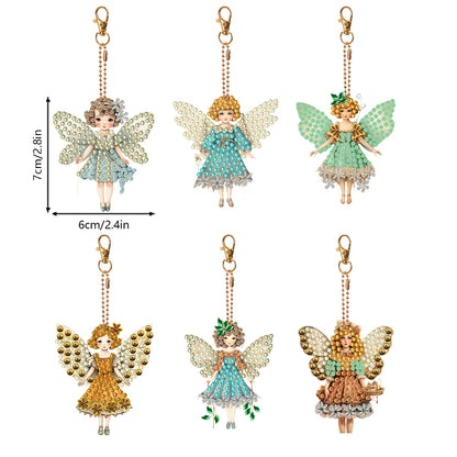 6 Pcs Winter Snow Owl Double Sided Diamond Painting Keychain Diamond Art Keyring
