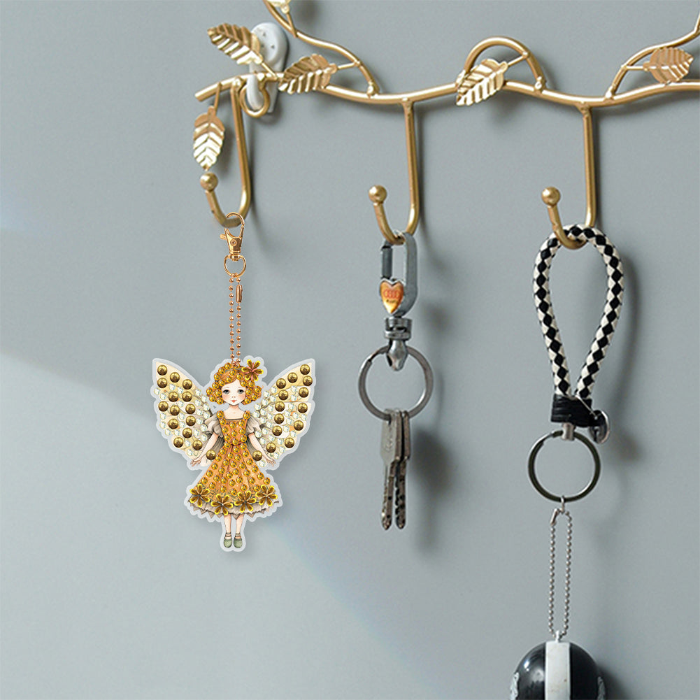 6 Pcs Winter Snow Owl Double Sided Diamond Painting Keychain Diamond Art Keyring
