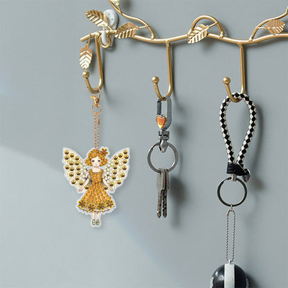 6 Pcs Winter Snow Owl Double Sided Diamond Painting Keychain Diamond Art Keyring