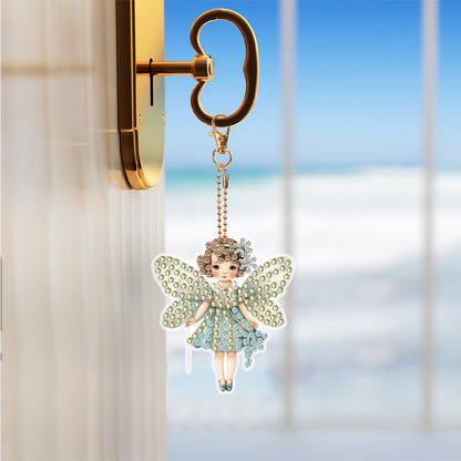 6 Pcs Winter Snow Owl Double Sided Diamond Painting Keychain Diamond Art Keyring
