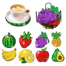 Load image into Gallery viewer, 8 Pcs Acrylic Diamond Painting Coasters Kits with Holder for Beginner (Fruit)
